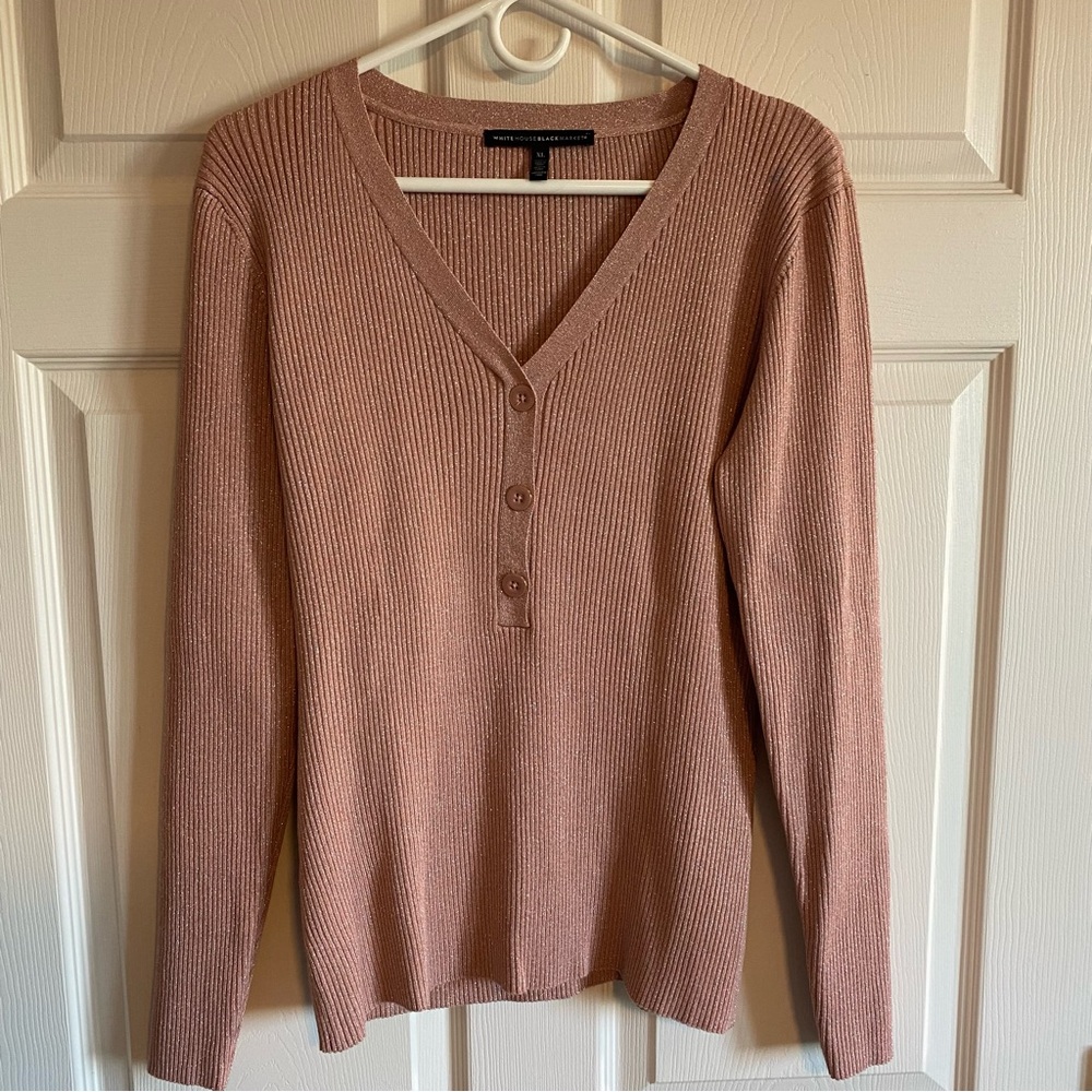 White House Black Market V-Neck Sweater - Soft Pink